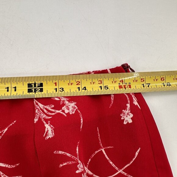 Jones Wear Floral Red A-Line Skirt Ruffle Hem Size 12 Knee-Length Tulip Flounce - Picture 3 of 12